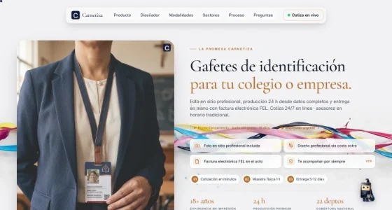 Pantalla real del proyecto Carnetiza